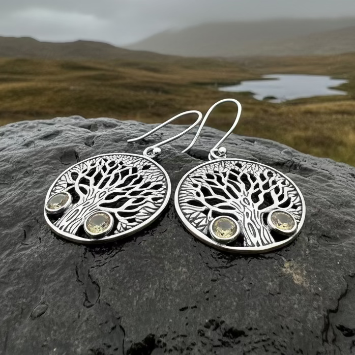 Eden Tree of Life Citrine Earrings | Dangle Earrings | Wiccan Center
