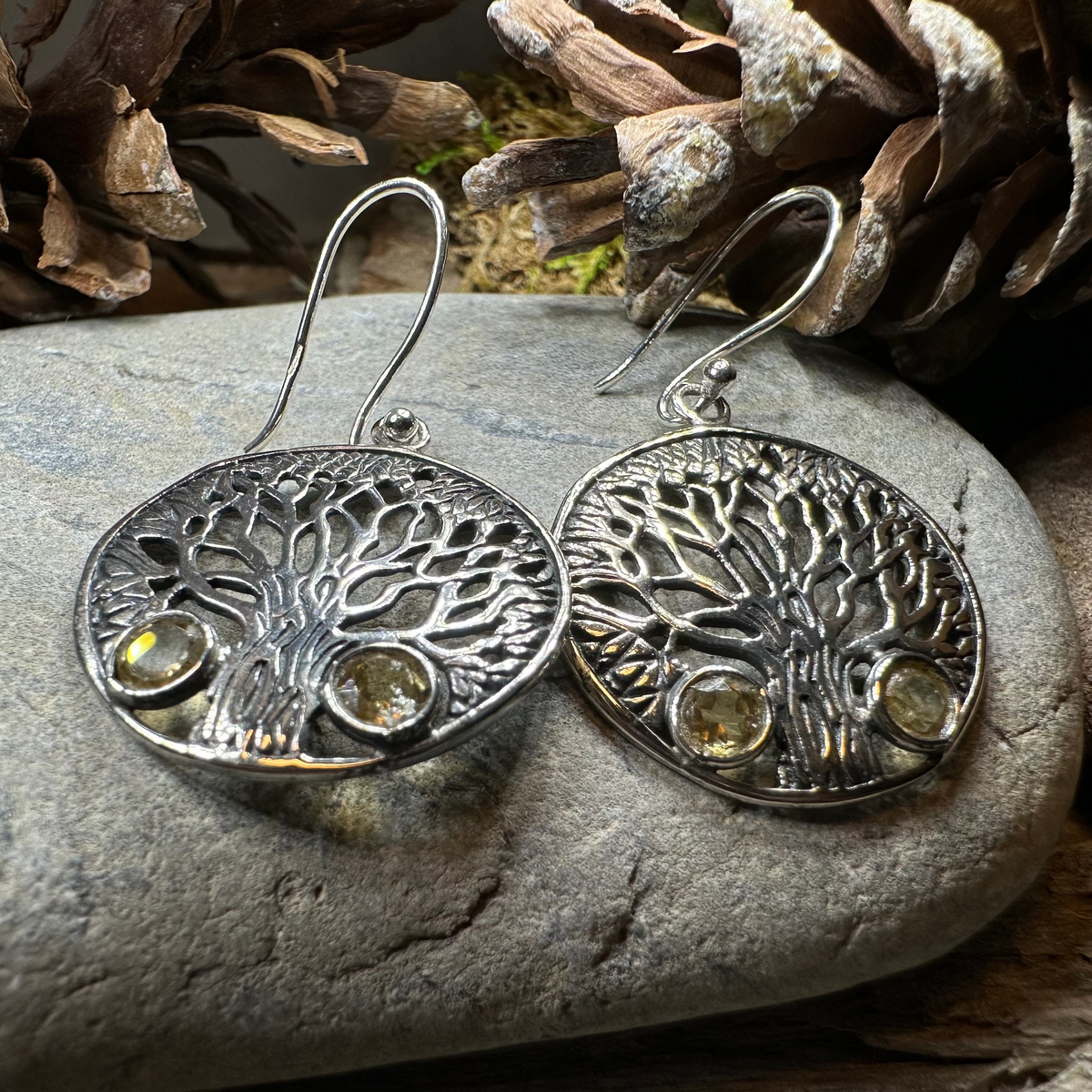 Eden Tree of Life Citrine Earrings | Dangle Earrings | Wiccan Center
