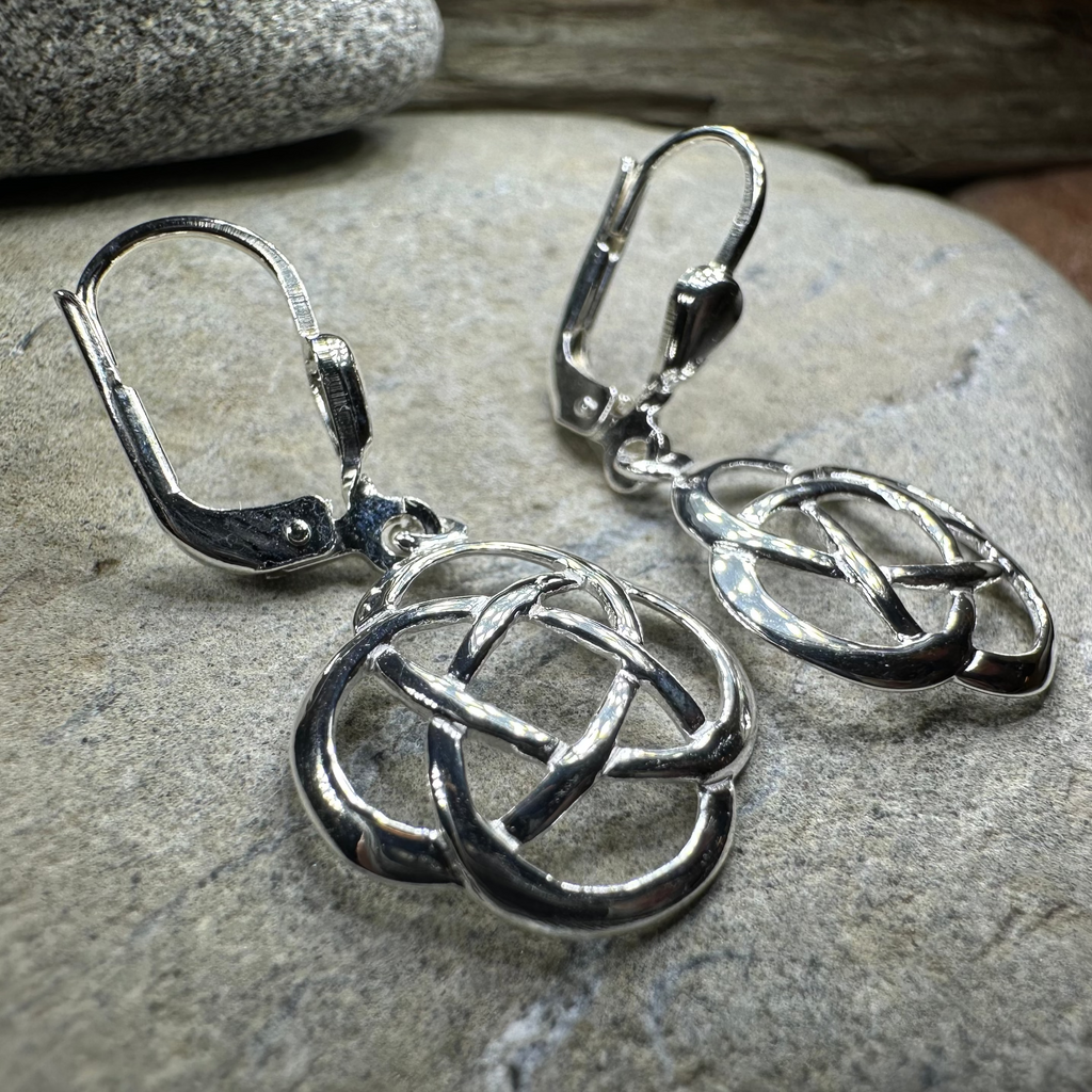 Celtic Dara Knot Leverback Earrings - Made in Ireland | Dangle Earrings | Wiccan Center