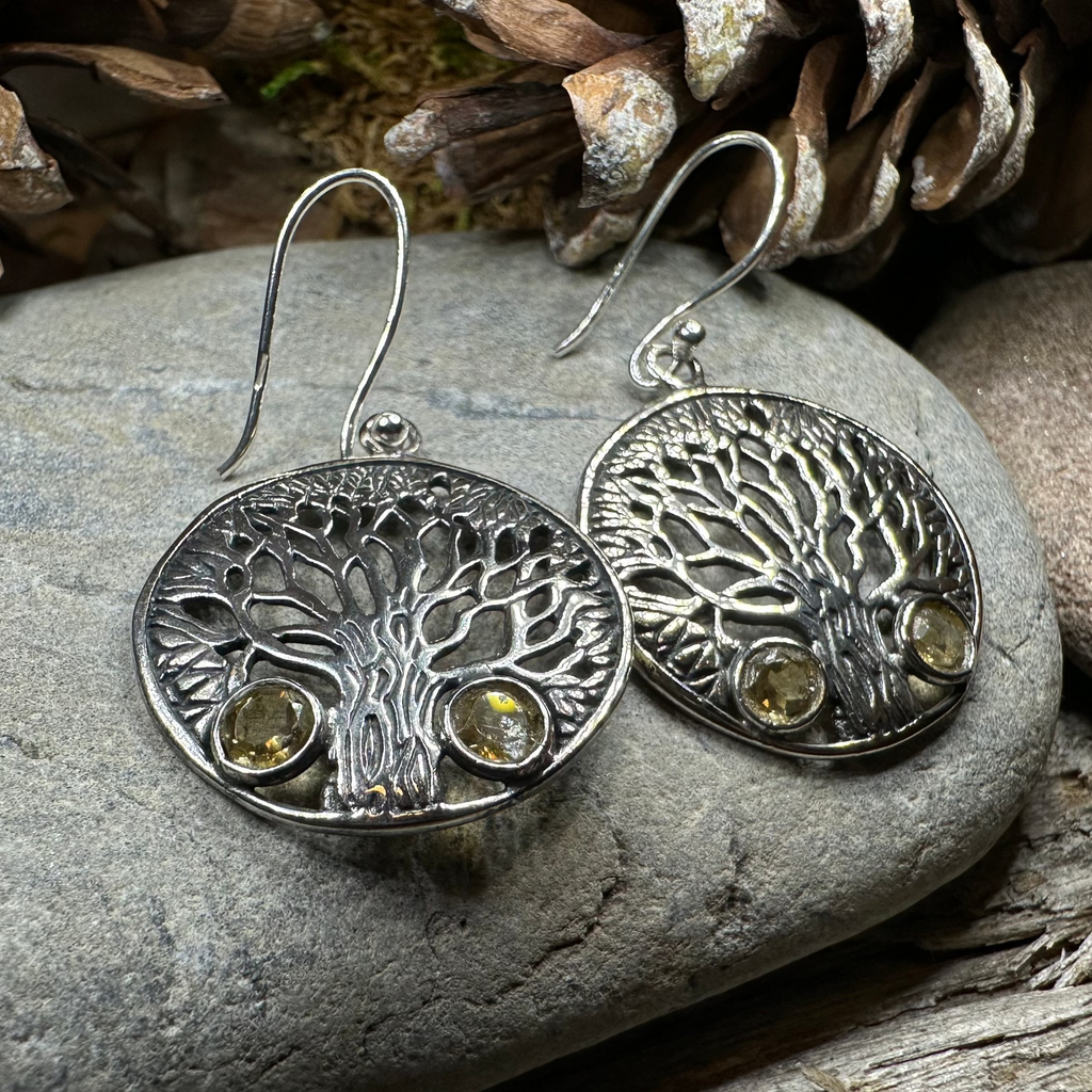 Eden Tree of Life Citrine Earrings | Dangle Earrings | Wiccan Center
