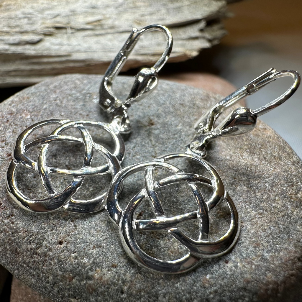 Celtic Dara Knot Leverback Earrings - Made in Ireland | Dangle Earrings | Wiccan Center