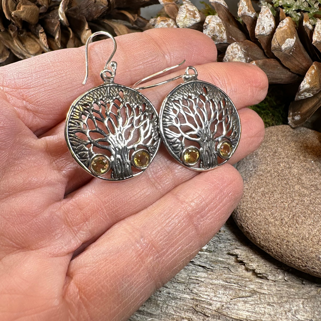 Eden Tree of Life Citrine Earrings | Dangle Earrings | Wiccan Center