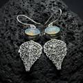 Celtic Leaf Opal Earrings | Dangle Earrings | Wiccan Center