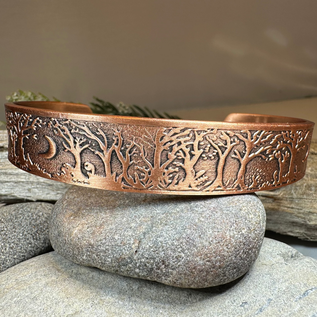 Moonlit Forest Copper Cuff Bracelet | Bracelet | Wiccan Center