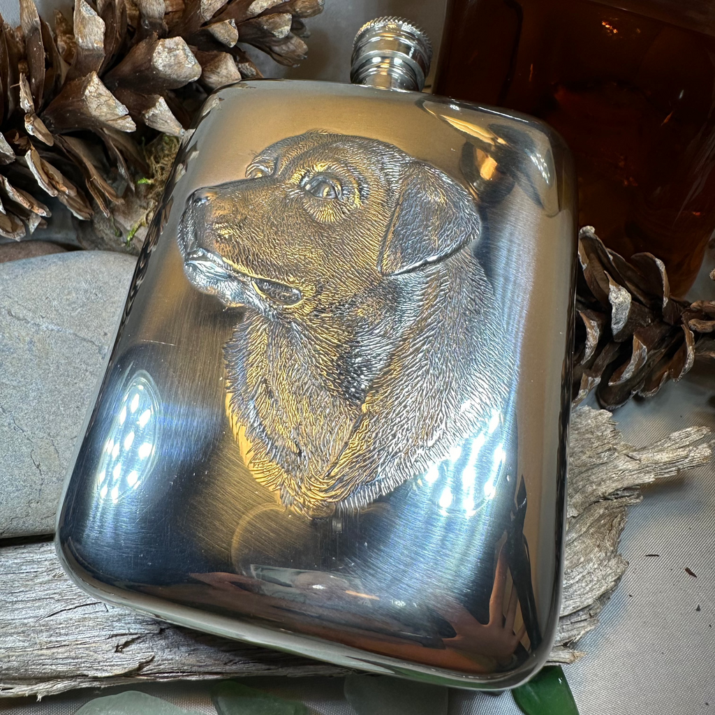 Faithful Friend Labrador Retriever Pewter Hip Flask | Gifts | Wiccan Center