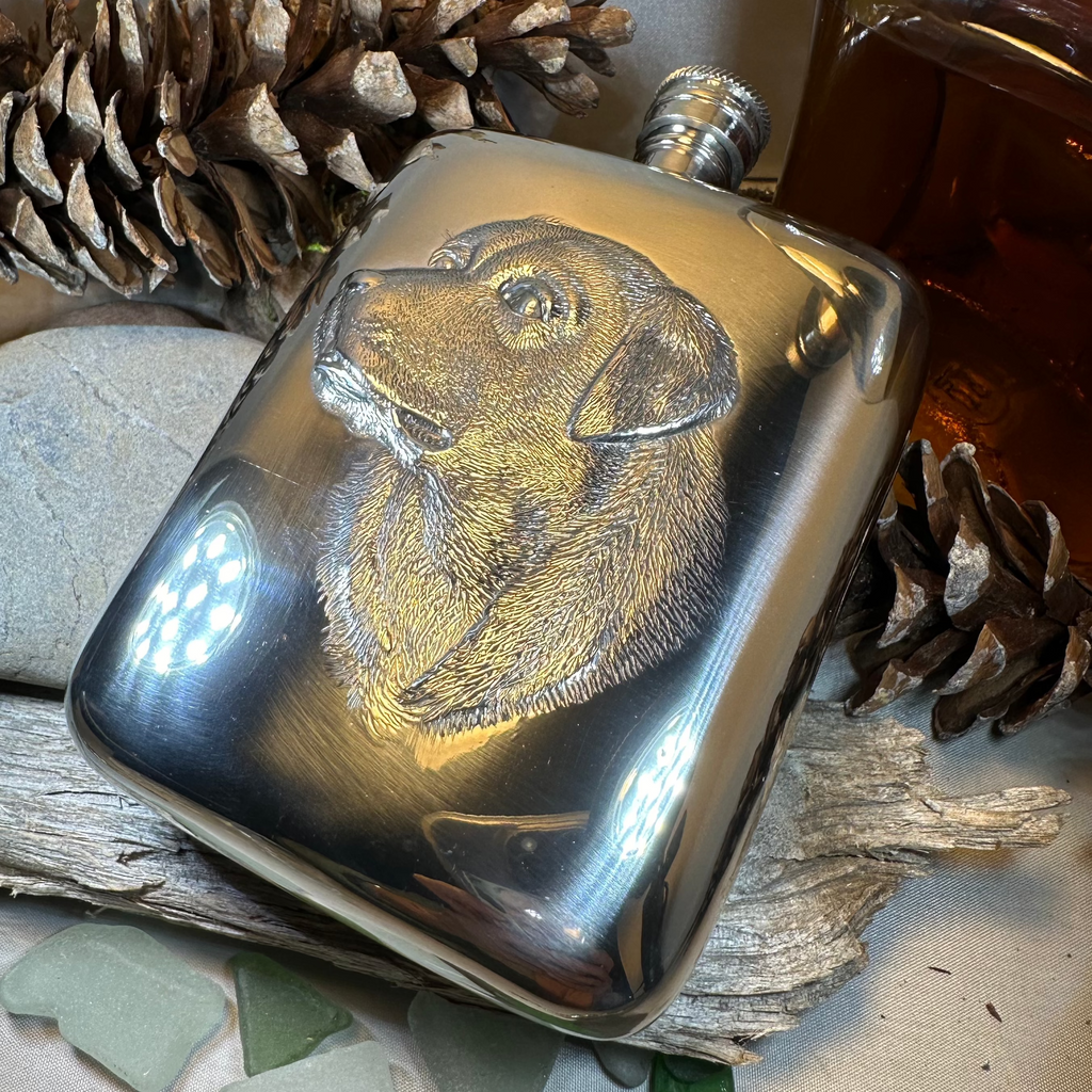 Faithful Friend Labrador Retriever Pewter Hip Flask | Gifts | Wiccan Center