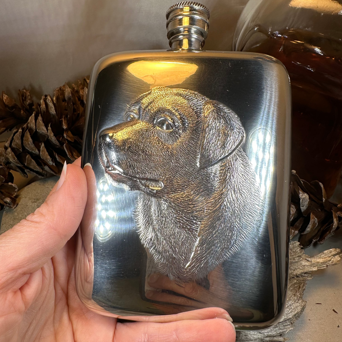 Faithful Friend Labrador Retriever Pewter Hip Flask | Gifts | Wiccan Center