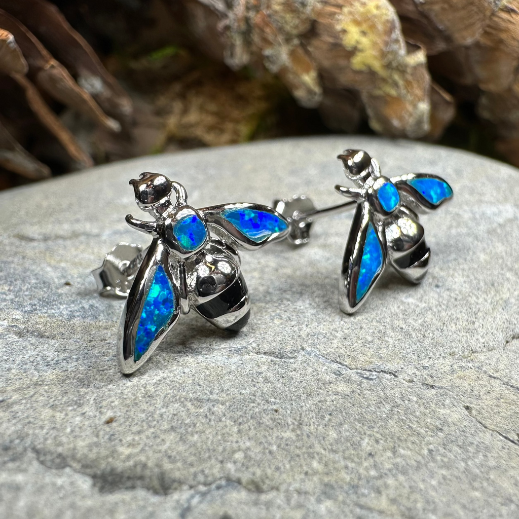 Opal Bee Stud Earrings | Post Earrings | Wiccan Center