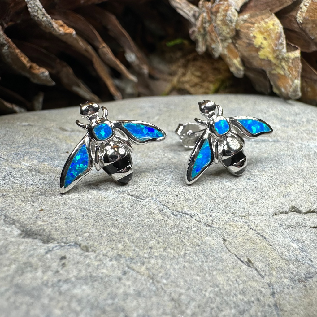 Opal Bee Stud Earrings | Post Earrings | Wiccan Center