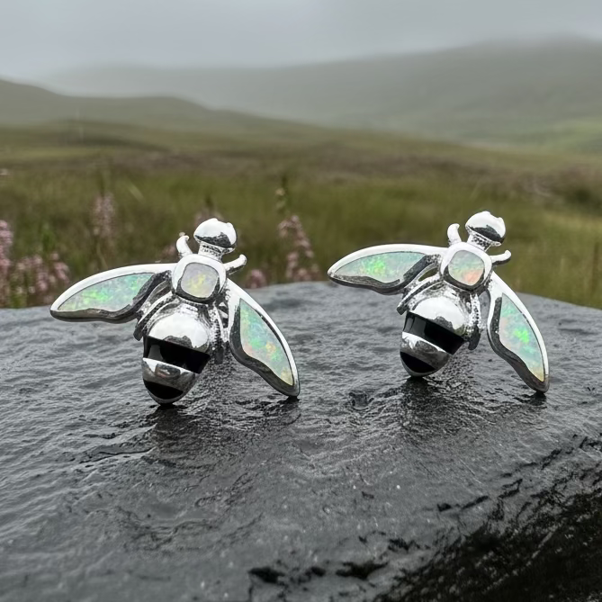 Opal Bee Stud Earrings | Post Earrings | Wiccan Center