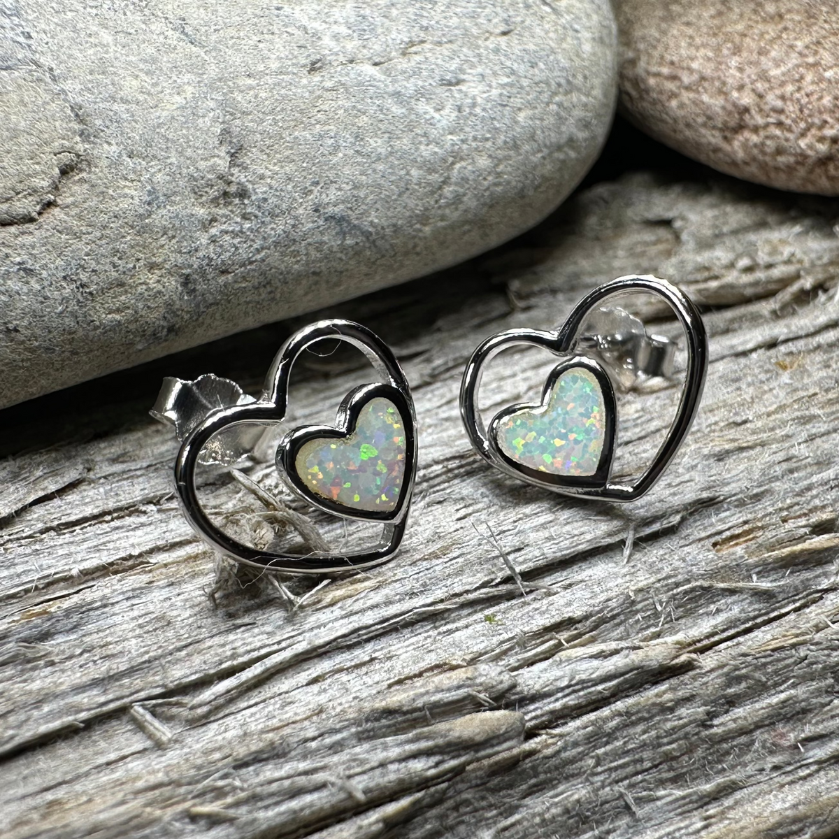 Double Heart Stud Earrings | Post Earrings | Wiccan Center