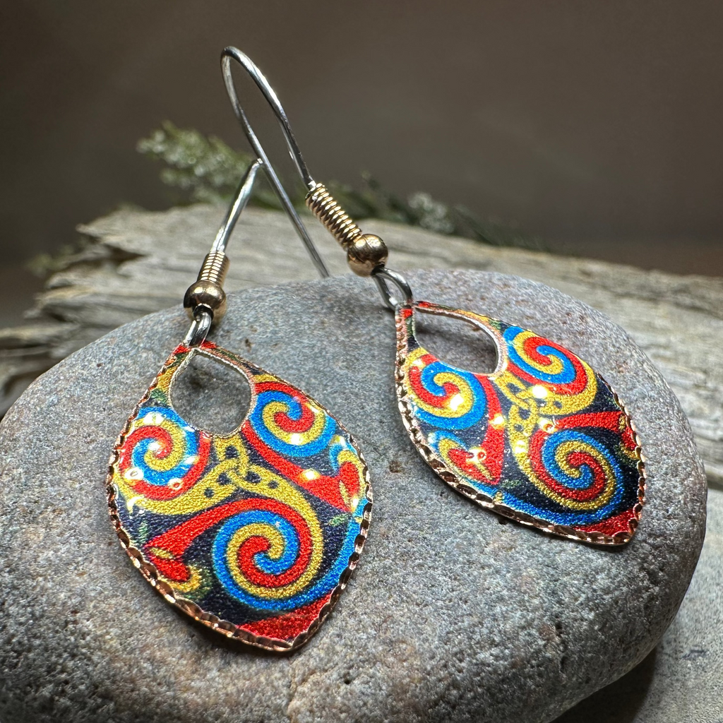 Lifeforce Celtic Spiral Copper Earrings | Dangle Earrings | Wiccan Center