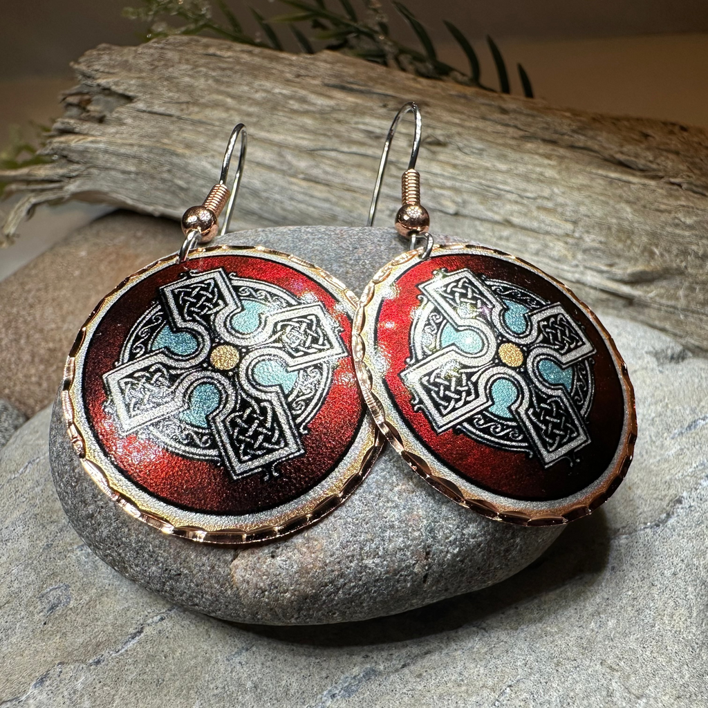 Ancient Celtic Cross Copper Earrings