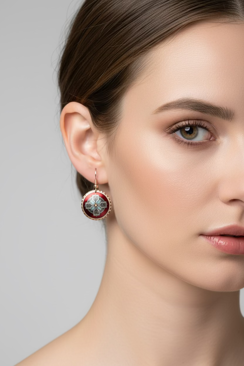 Ancient Celtic Cross Copper Earrings