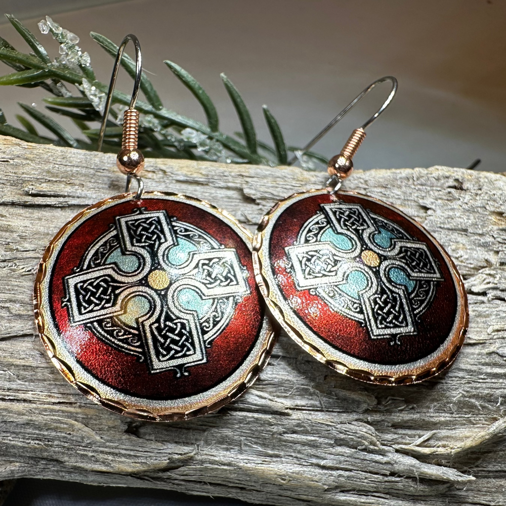 Ancient Celtic Cross Copper Earrings