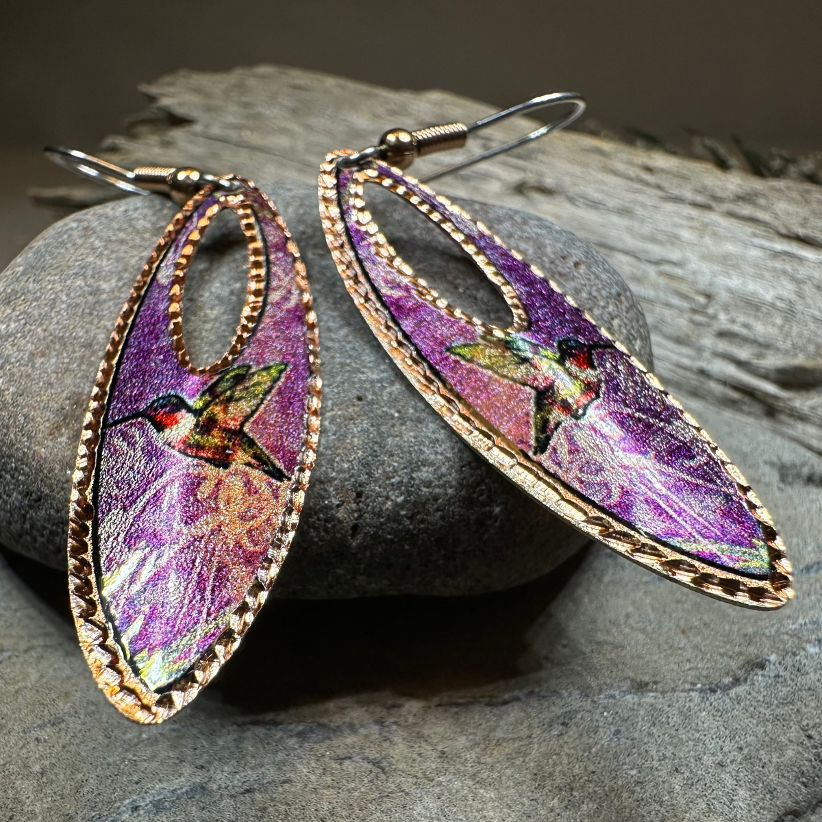 Joyful Hummingbird Copper Earrings