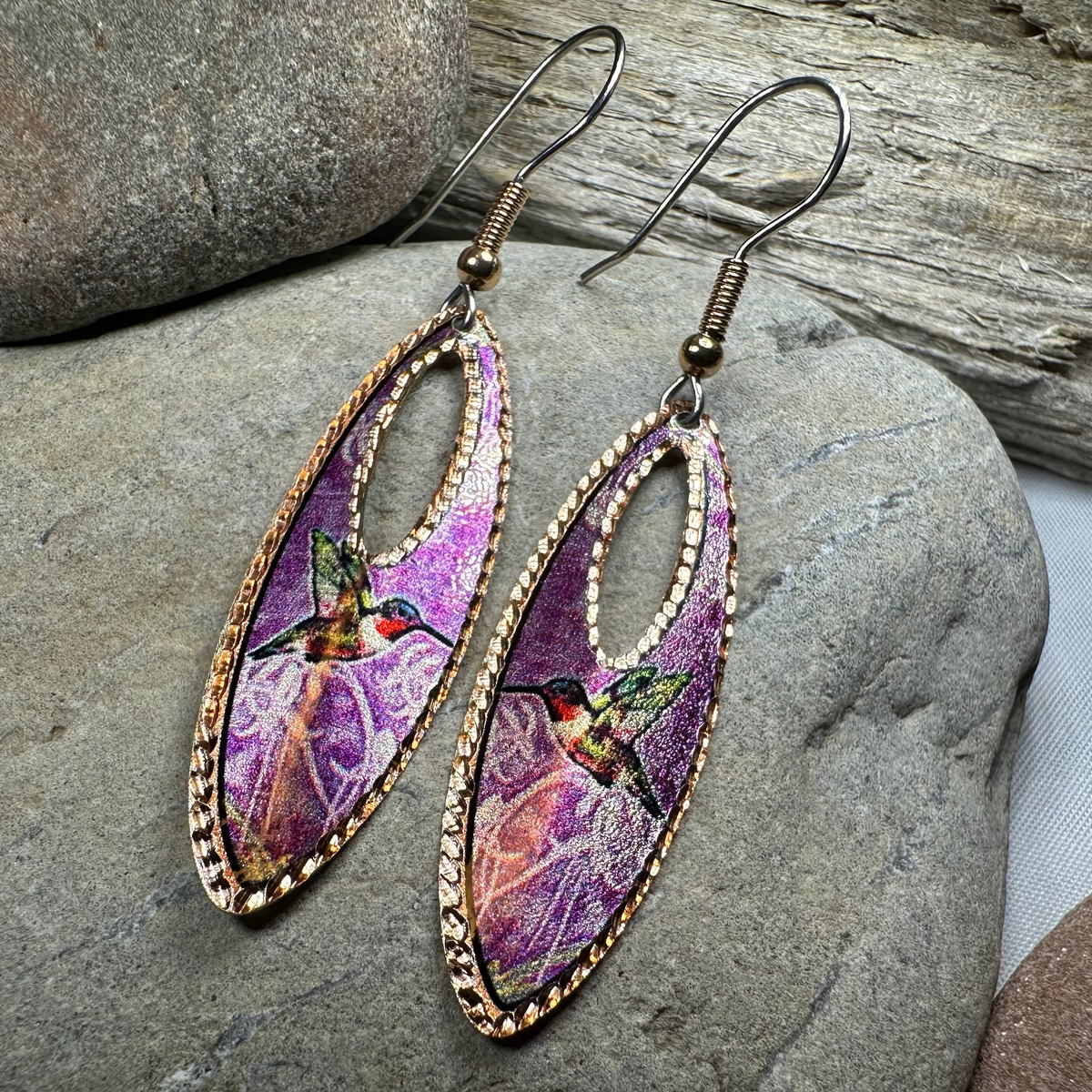 Joyful Hummingbird Copper Earrings