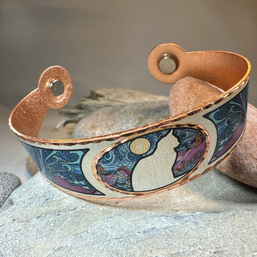 Moondreamer Cat Copper Cuff Bracelet | Bracelet | Wiccan Center