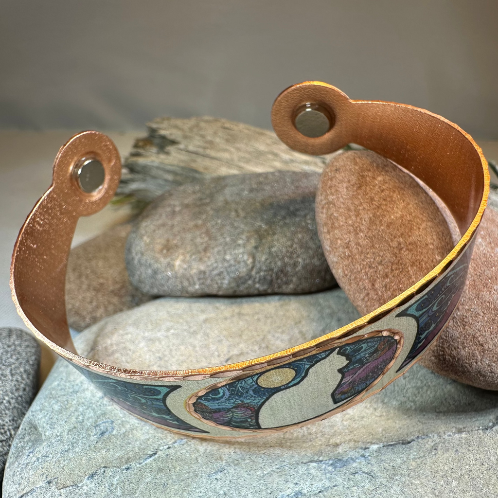 Moondreamer Cat Copper Cuff Bracelet | Bracelet | Wiccan Center