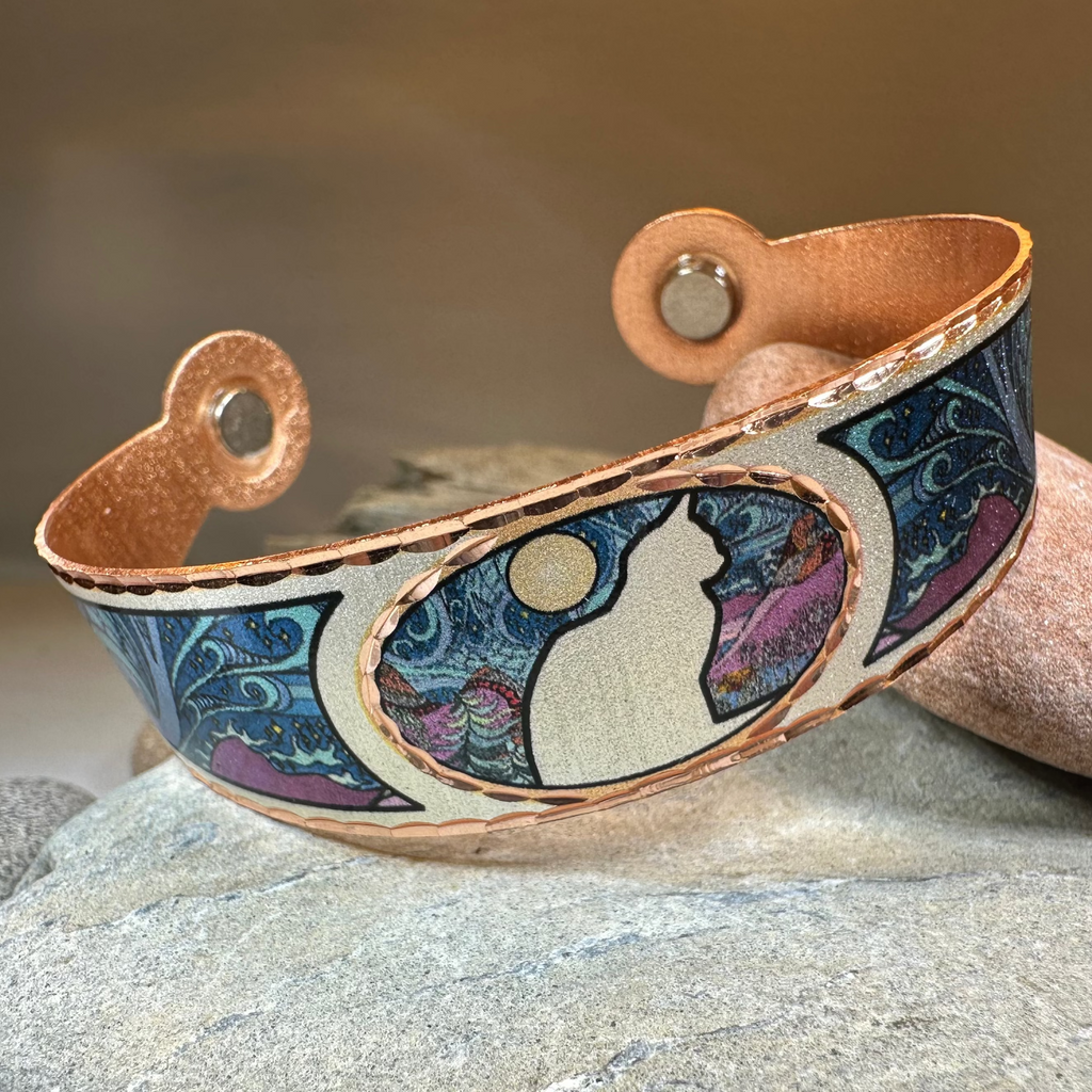 Moondreamer Cat Copper Cuff Bracelet | Bracelet | Wiccan Center