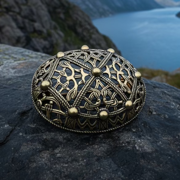 Large Akershus Viking Celtic Brooch - Bronze Historical Reproduction Pin | Brooch | Wiccan Center