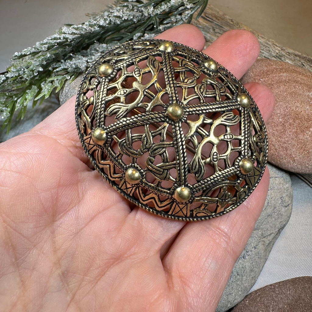 Large Akershus Viking Celtic Brooch - Bronze Historical Reproduction Pin | Brooch | Wiccan Center