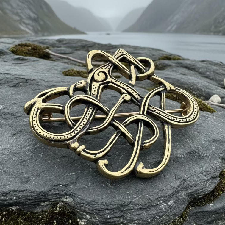 Large Trollaskogur Celtic Viking Brooch - Bronze Historical Reproduction Pin | Brooch | Wiccan Center