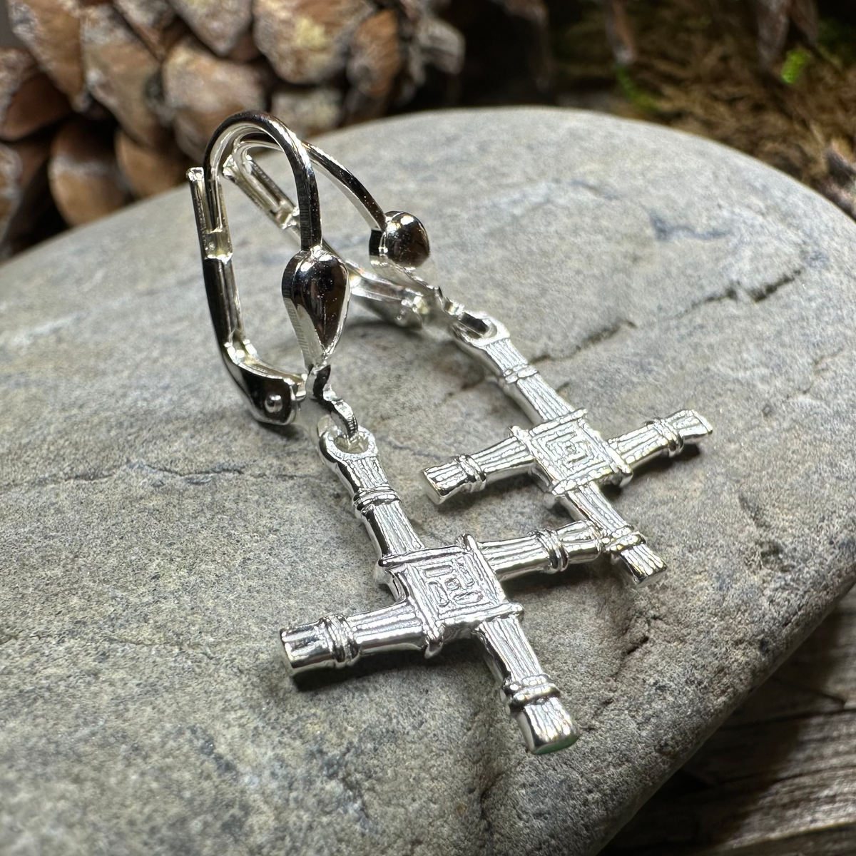 Saint Brigid's Cross Leverback Earrings - Made in Ireland