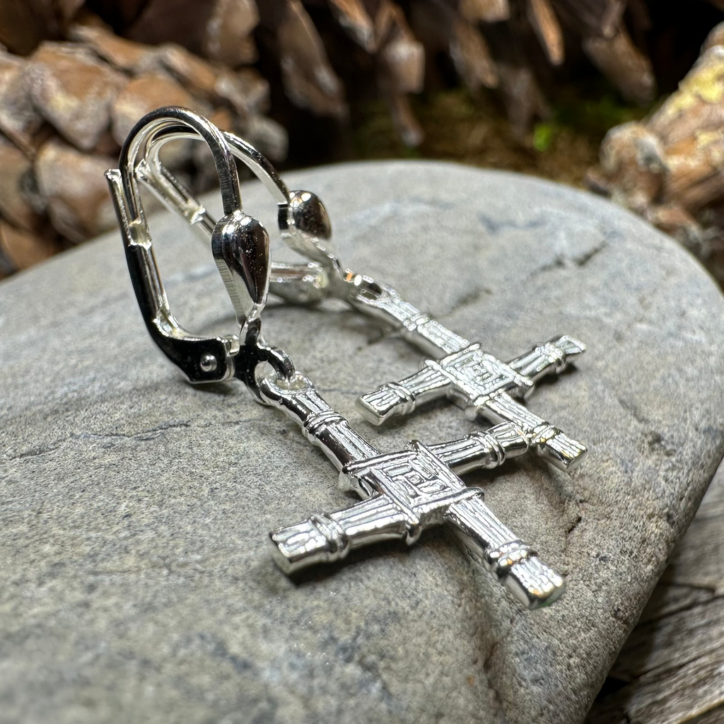 Saint Brigid's Cross Leverback Earrings - Made in Ireland