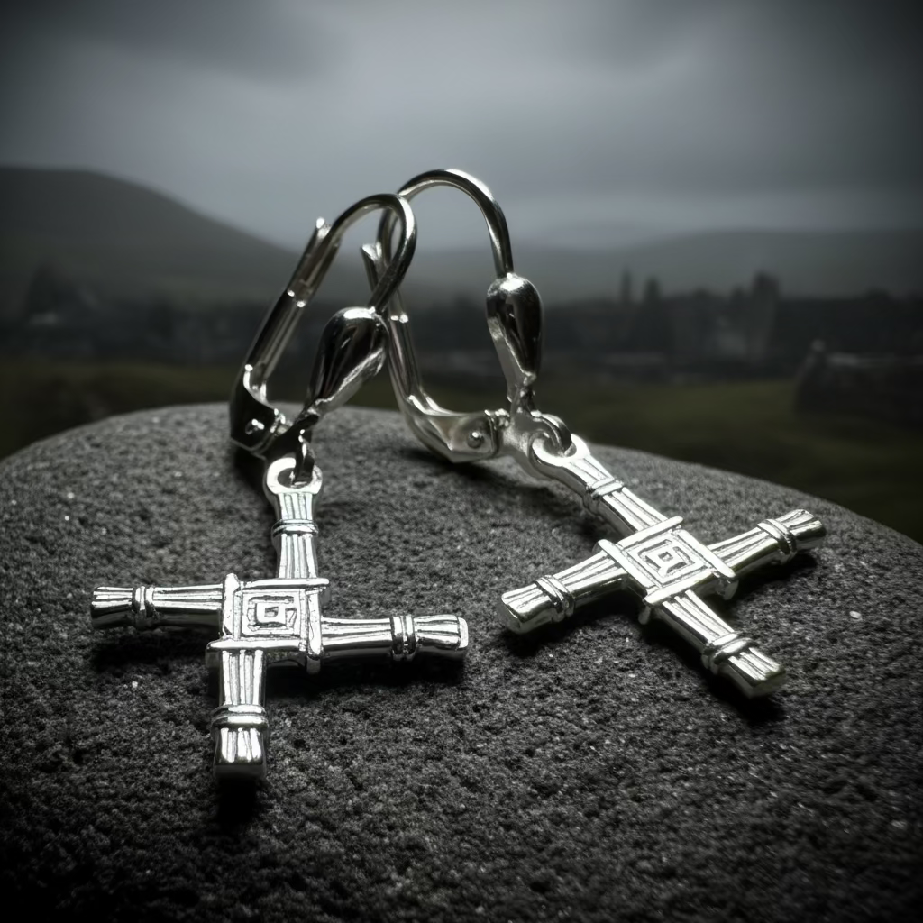 Saint Brigid's Cross Leverback Earrings - Made in Ireland