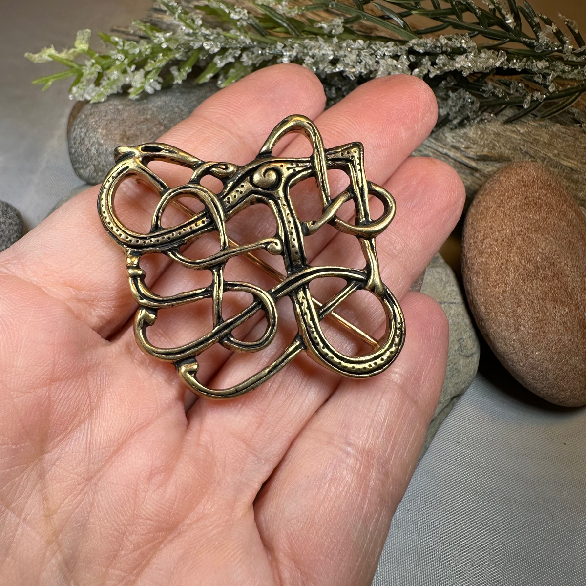 Large Trollaskogur Celtic Viking Brooch - Bronze Historical Reproduction Pin | Brooch | Wiccan Center