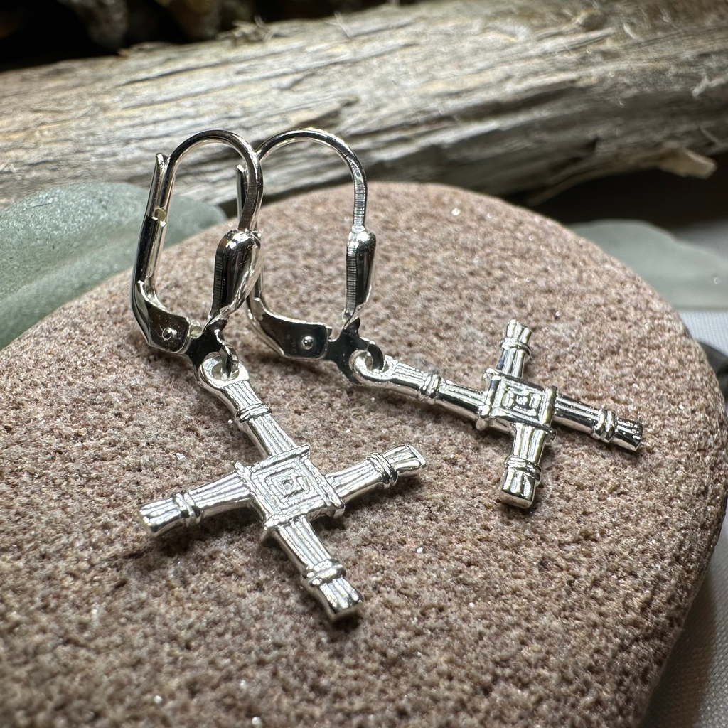 Saint Brigid's Cross Leverback Earrings - Made in Ireland
