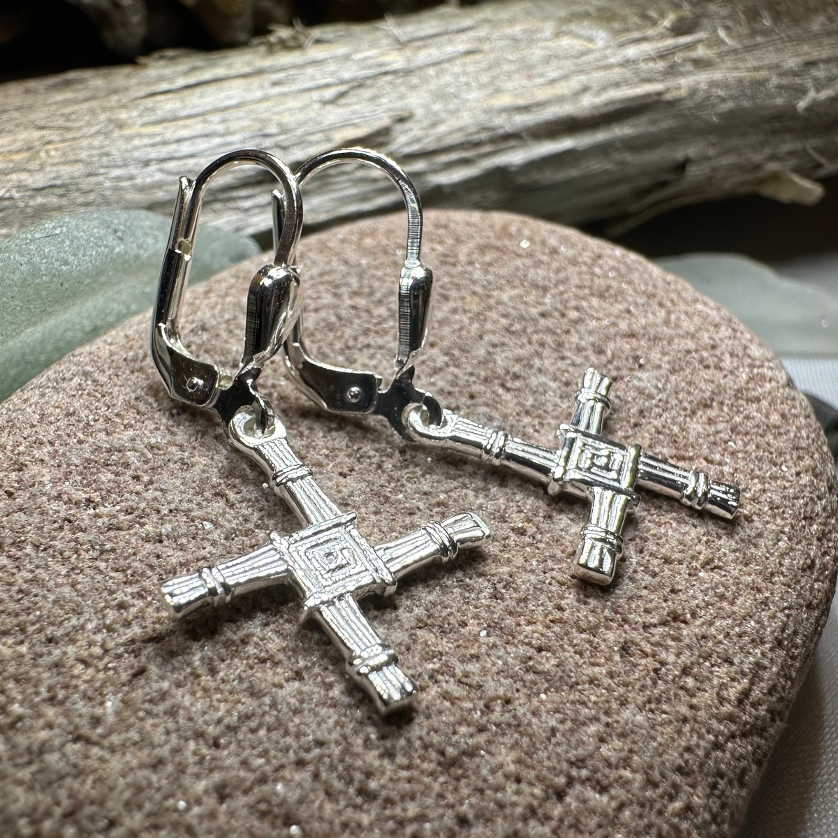Saint Brigid's Cross Leverback Earrings - Made in Ireland