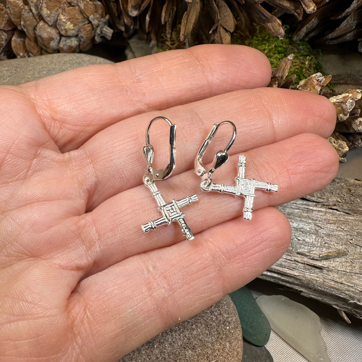 Saint Brigid's Cross Leverback Earrings - Made in Ireland