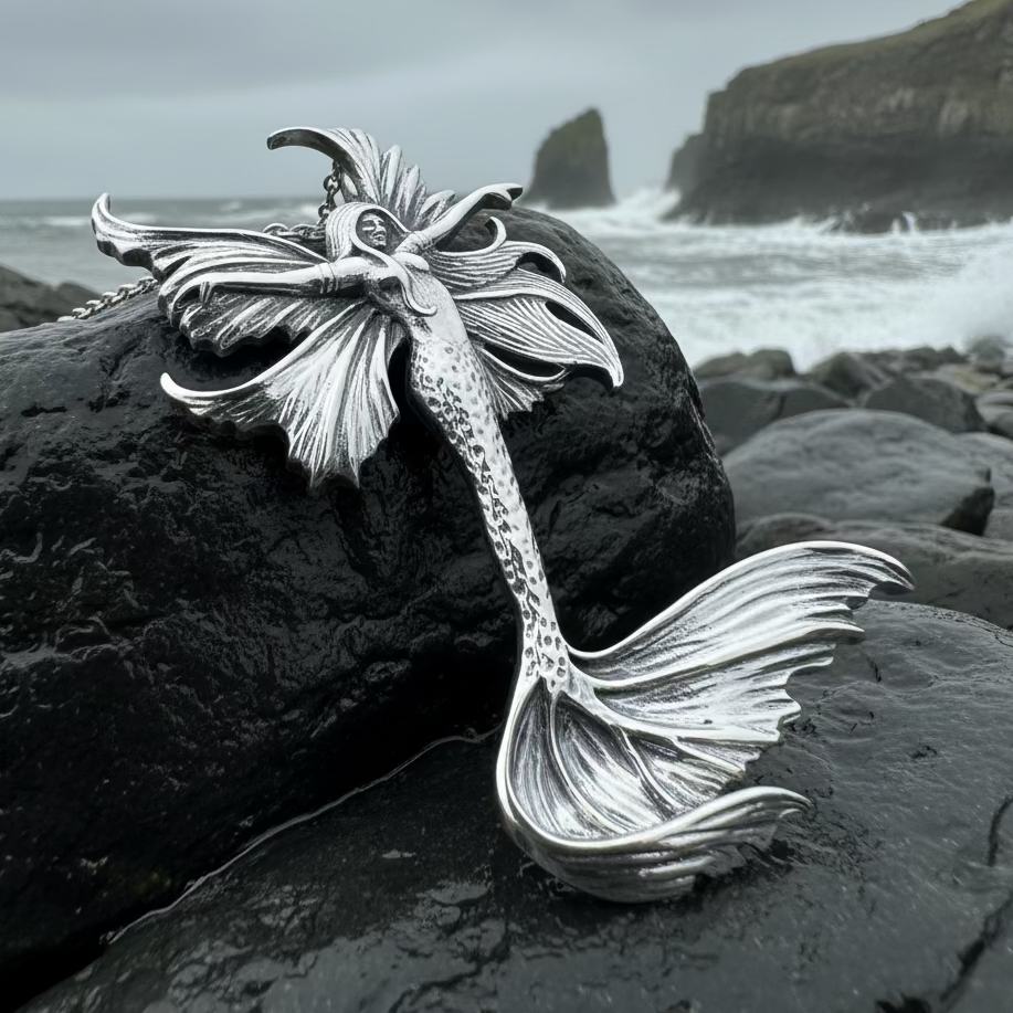 Sea Fairy Mermaid Necklace in Sterling Silver | Pendant | Wiccan Center