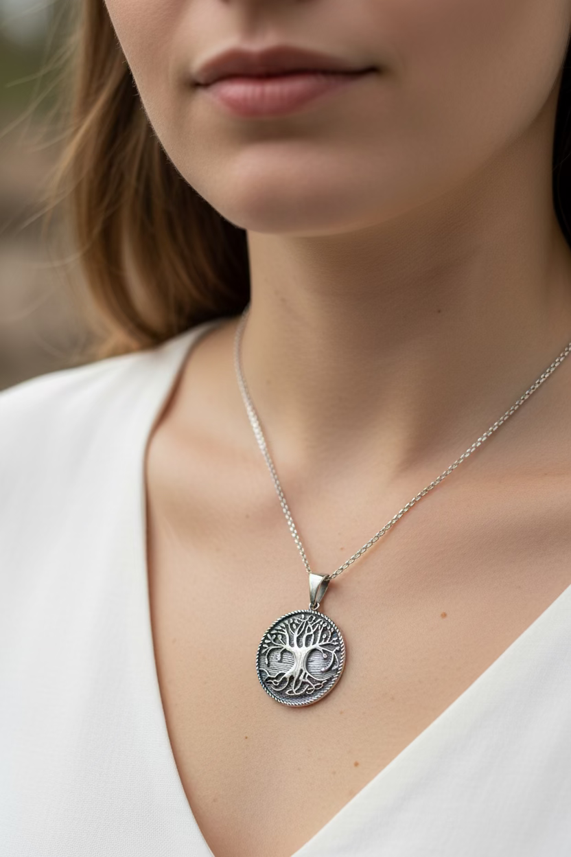 Duille Celtic Tree of Life Necklace in Sterling Silver | Pendant | Wiccan Center