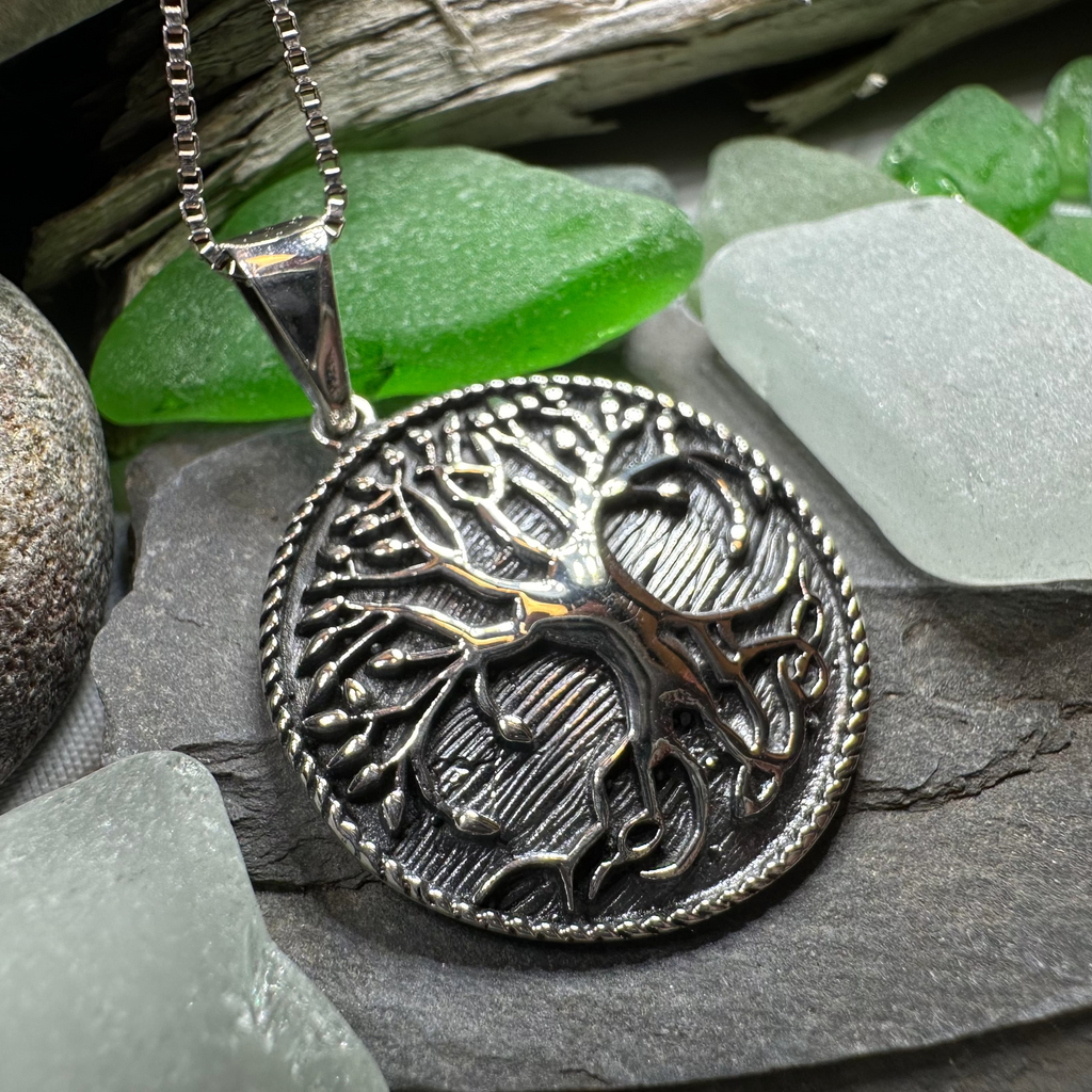 Duille Celtic Tree of Life Necklace in Sterling Silver | Pendant | Wiccan Center