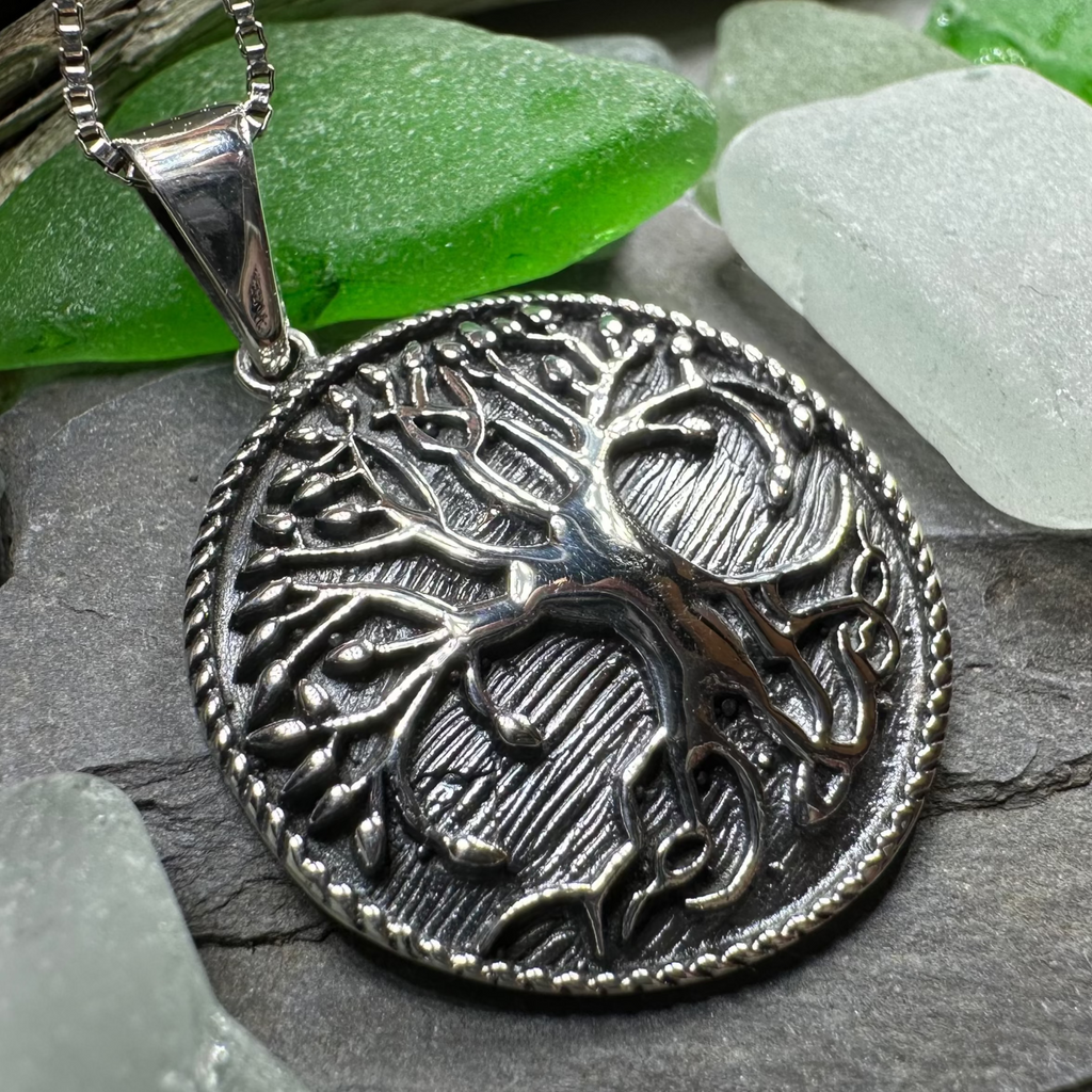 Duille Celtic Tree of Life Necklace in Sterling Silver | Pendant | Wiccan Center