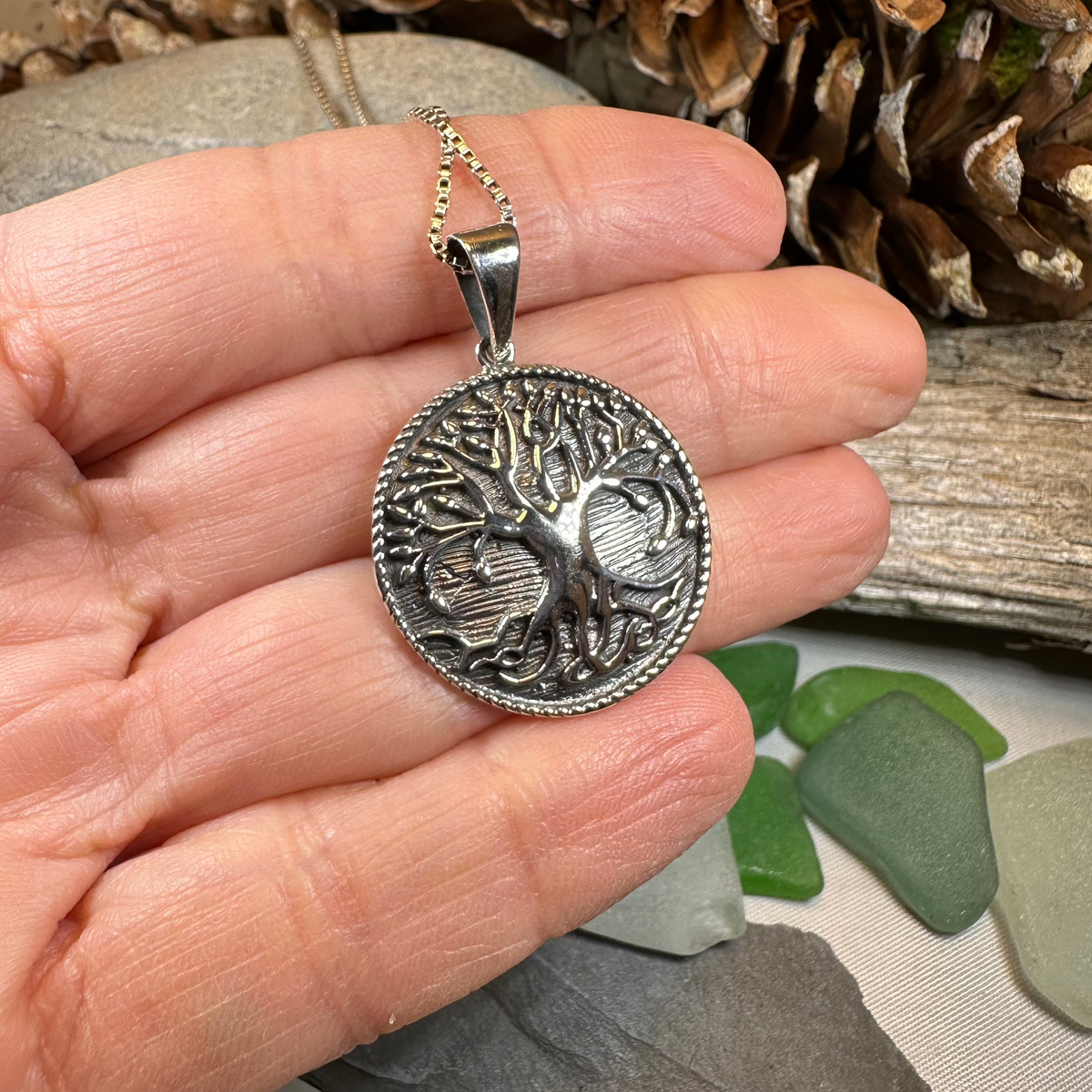 Duille Celtic Tree of Life Necklace in Sterling Silver | Pendant | Wiccan Center