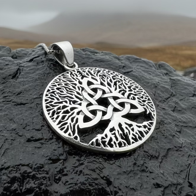 Tree of Life Triquetra Necklace in Sterling Silver | Pendant | Wiccan Center