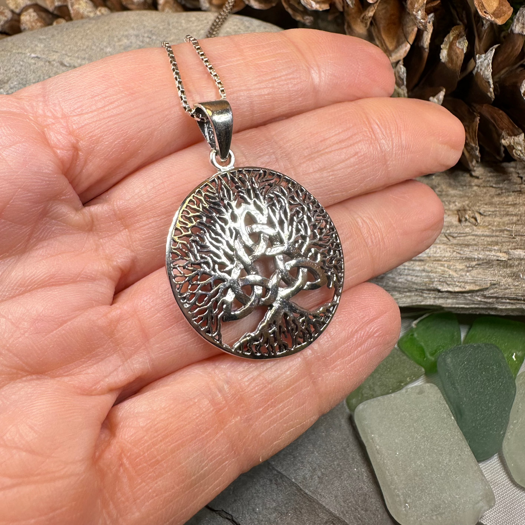Tree of Life Triquetra Necklace in Sterling Silver | Pendant | Wiccan Center
