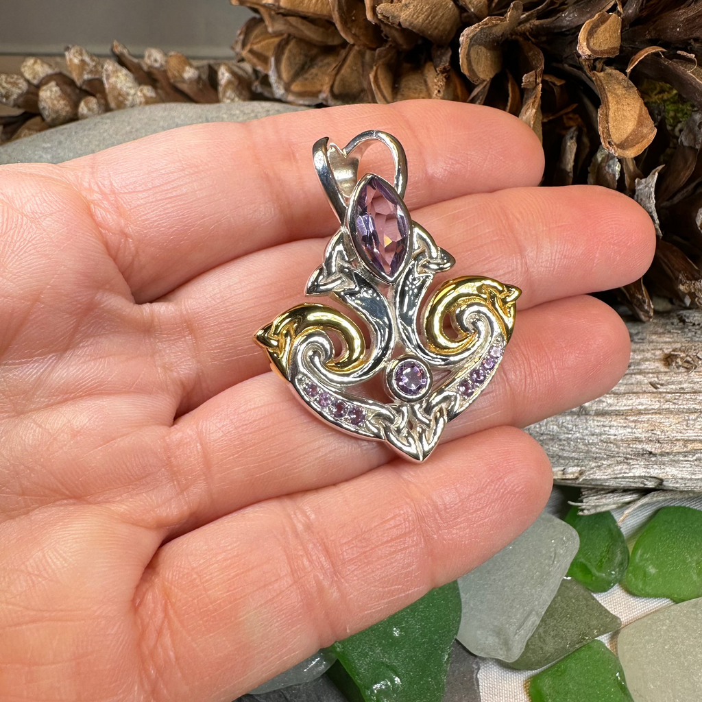 Celtic Triquetra Gemstone Necklace in Sterling Silver | Pendant | Wiccan Center