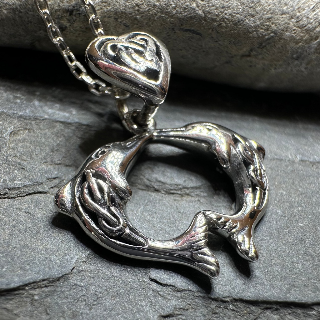 Celtic Dolphin Love Necklace in Sterling Silver | Pendant | Wiccan Center