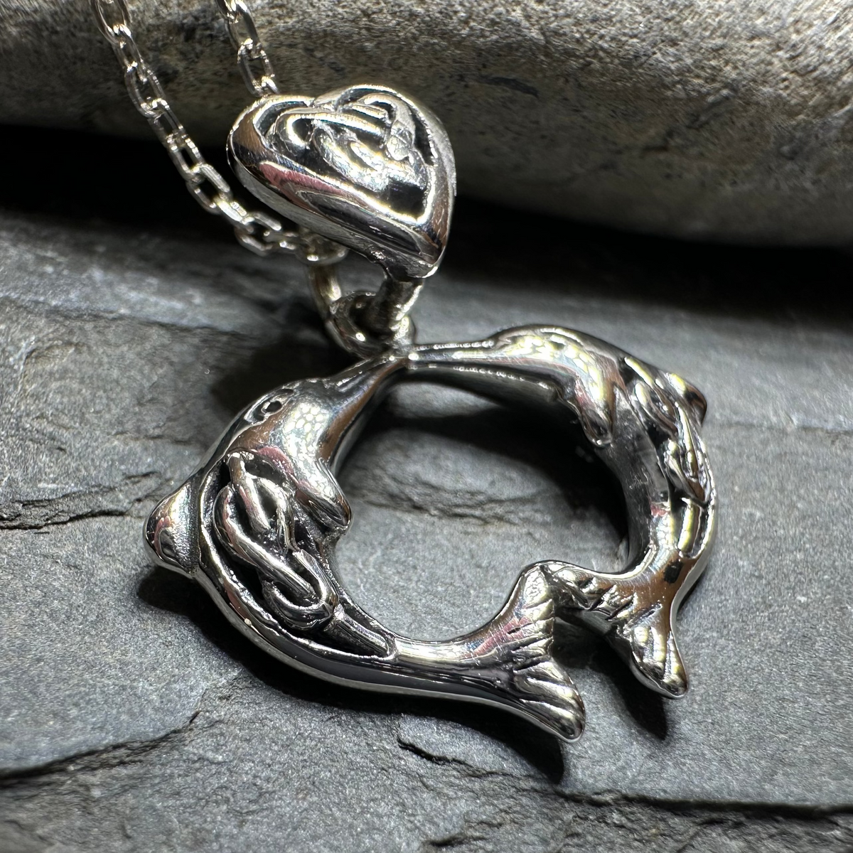 Celtic Dolphin Love Necklace in Sterling Silver | Pendant | Wiccan Center