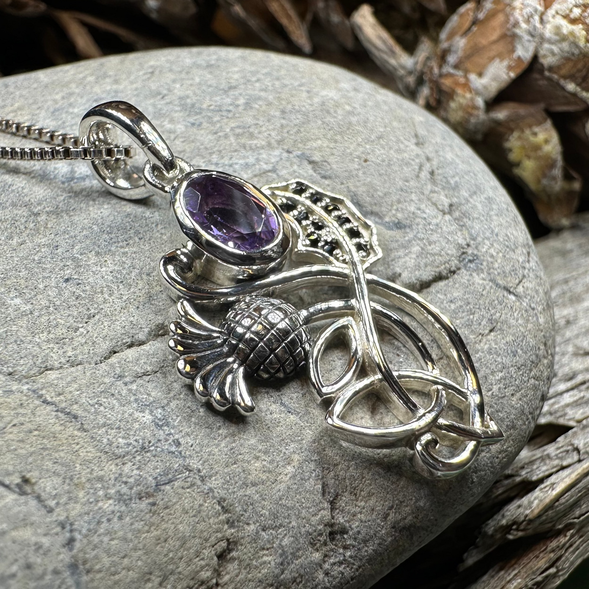 Mirren Amethyst Thistle Necklace | Pendant | Wiccan Center