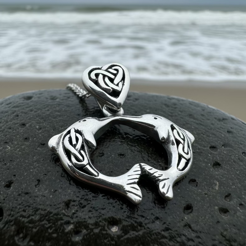 Celtic Dolphin Love Necklace in Sterling Silver | Pendant | Wiccan Center