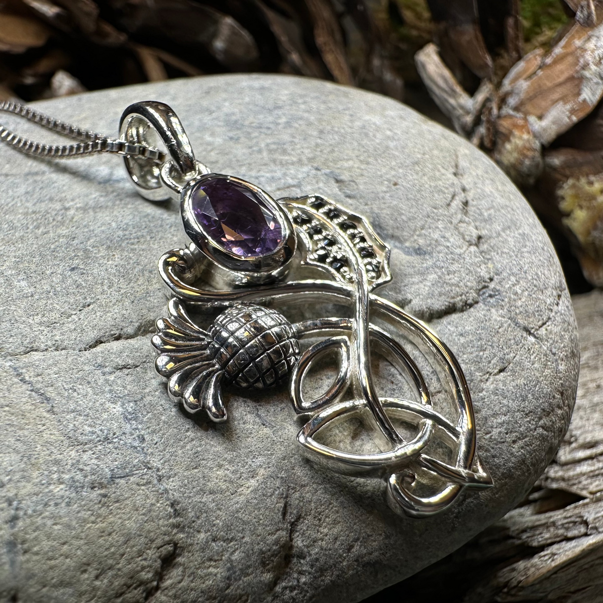 Mirren Amethyst Thistle Necklace | Pendant | Wiccan Center
