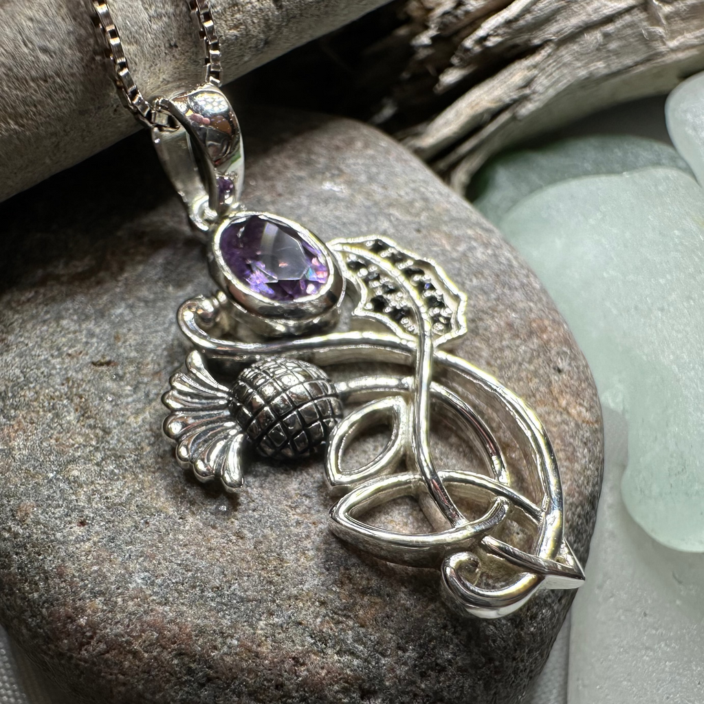 Mirren Amethyst Thistle Necklace | Pendant | Wiccan Center
