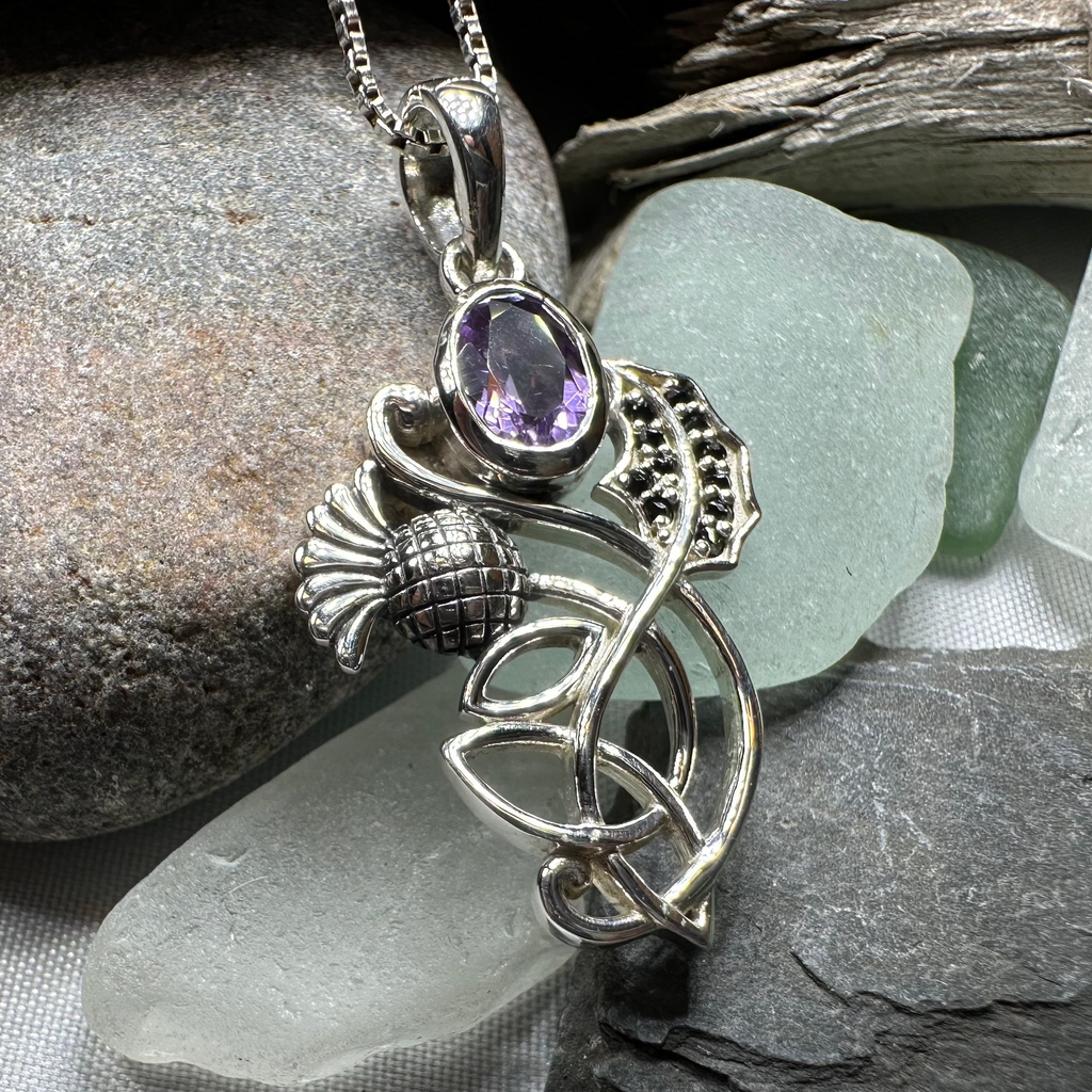 Mirren Amethyst Thistle Necklace | Pendant | Wiccan Center