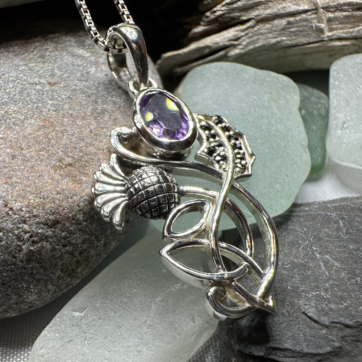 Mirren Amethyst Thistle Necklace | Pendant | Wiccan Center